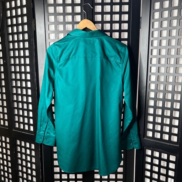 💚 Chico’s Emerald Green No Iron Cotton Tunic Button Top Women’s Size 1 Large 💚 - Picture 7 of 14